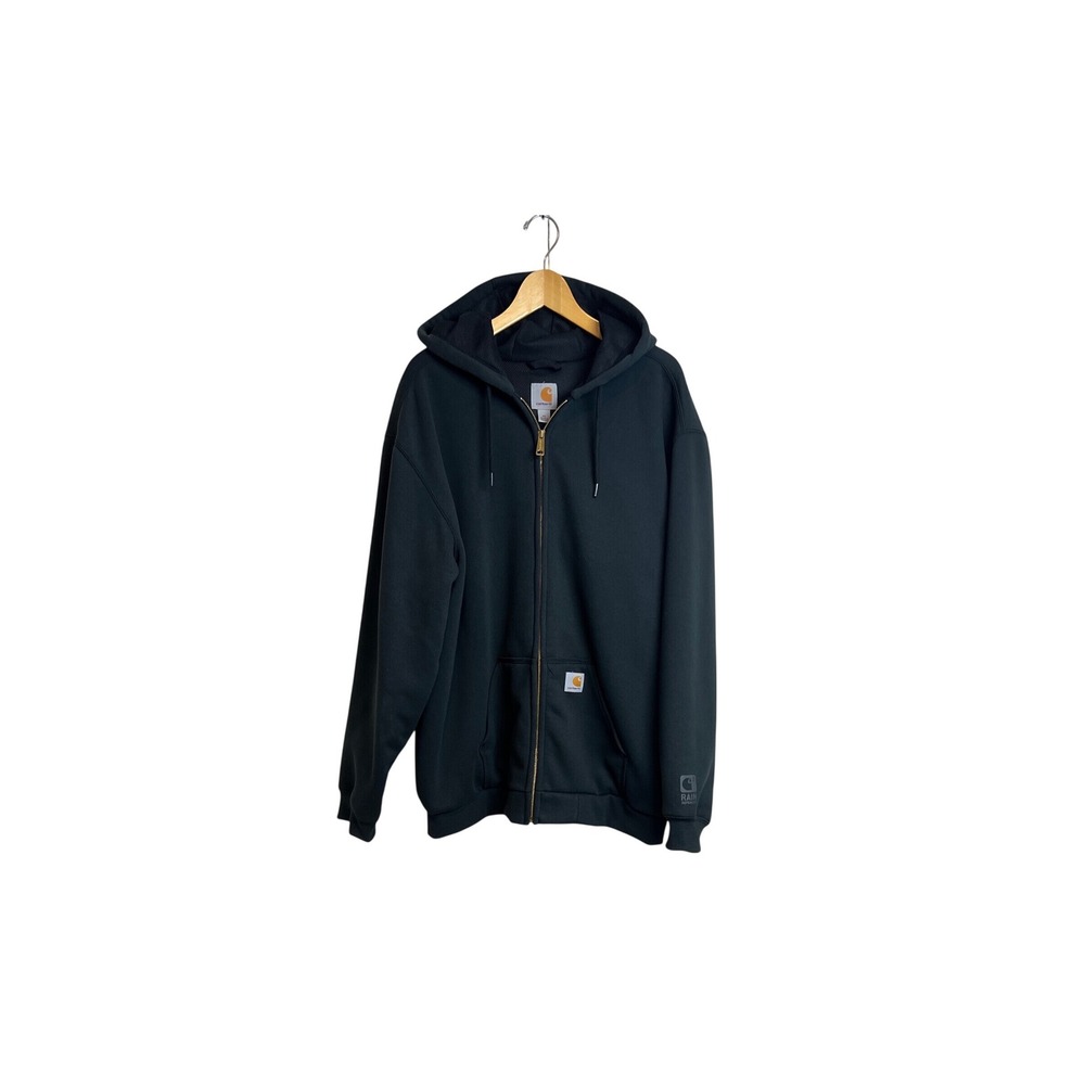 Carhartt Rain Defender Zip Up Hoodie Mens XL Black Thermal Lined 100632-001